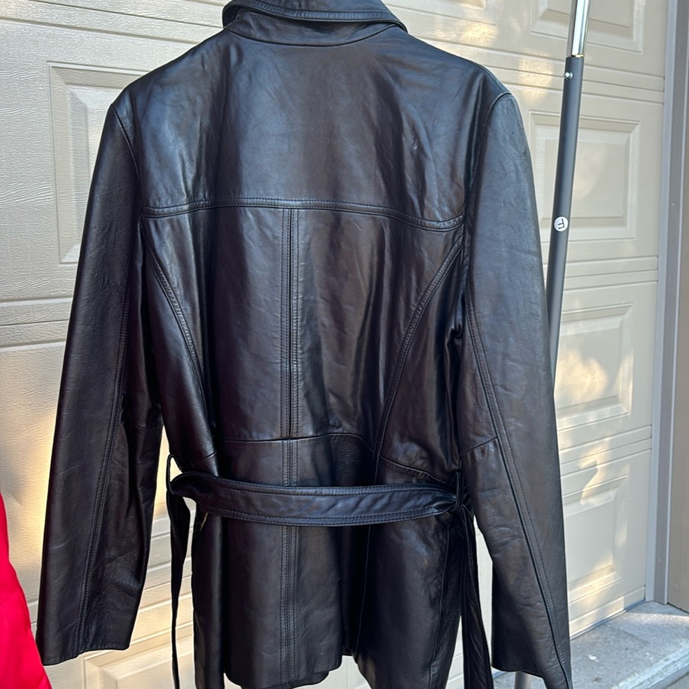 Nine West black leather jacket size large petite